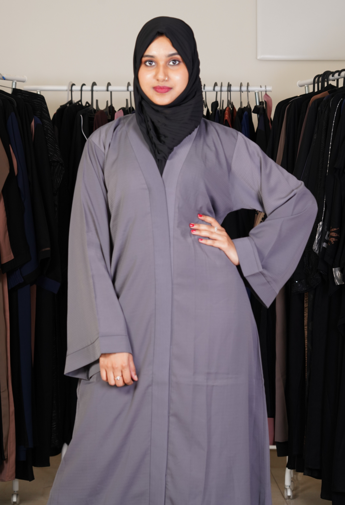 Ash Front Open Abaya
