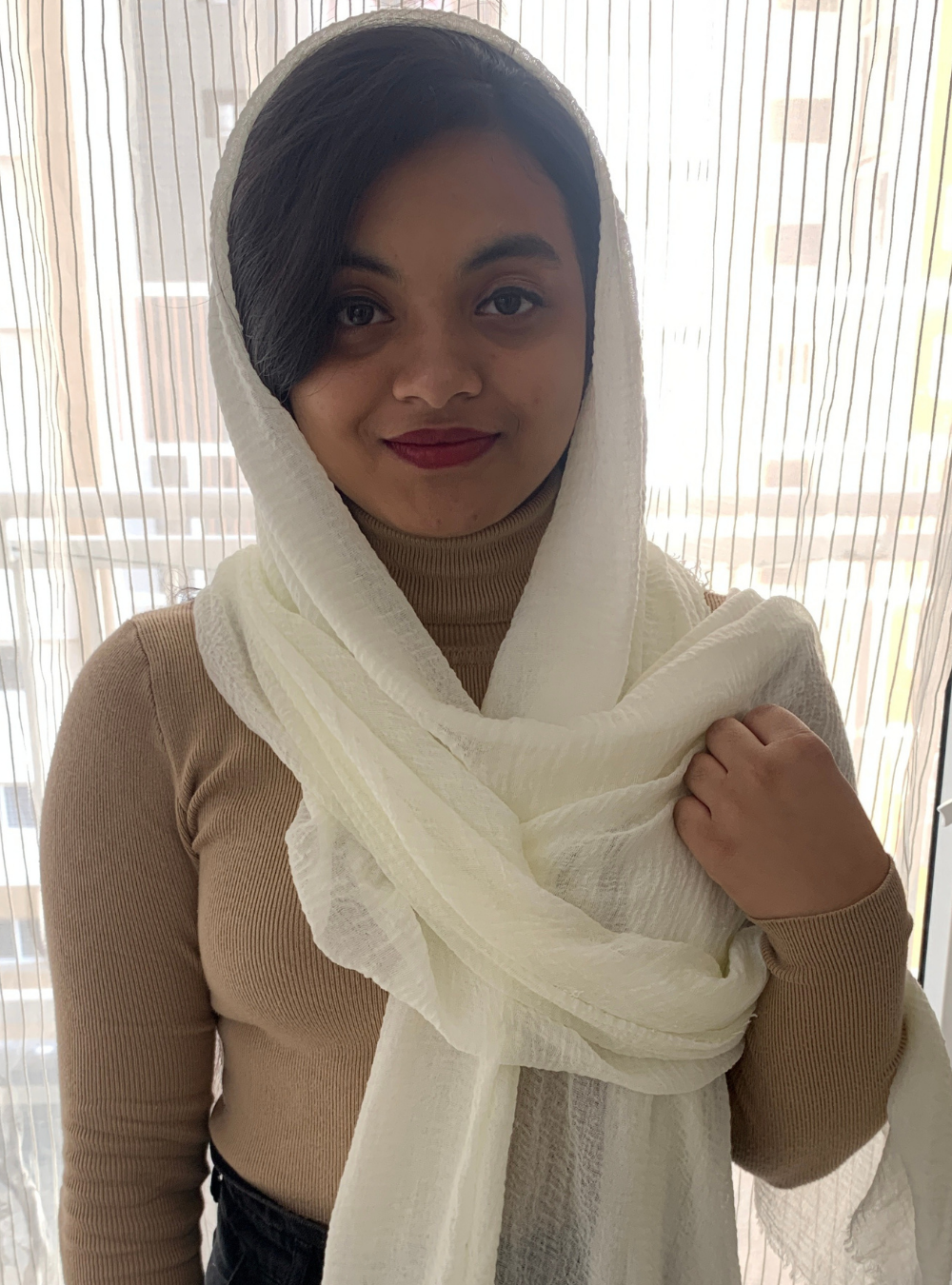 Pearl White Crinkle/Wrinkle Hijab