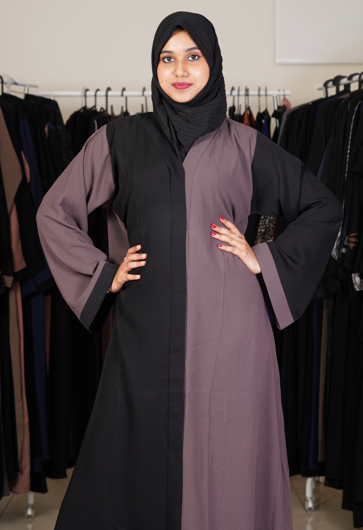 Two Tone Front Open Abaya