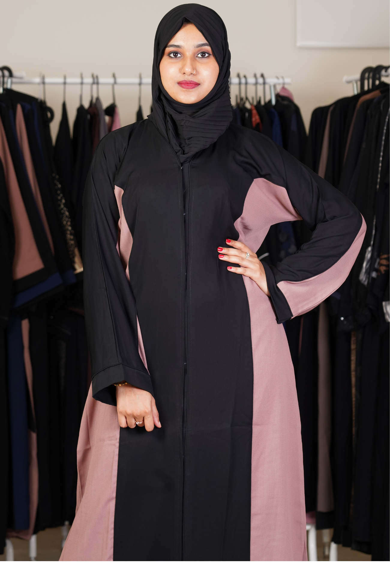 Two Sided Two Tone  Front Open Abaya